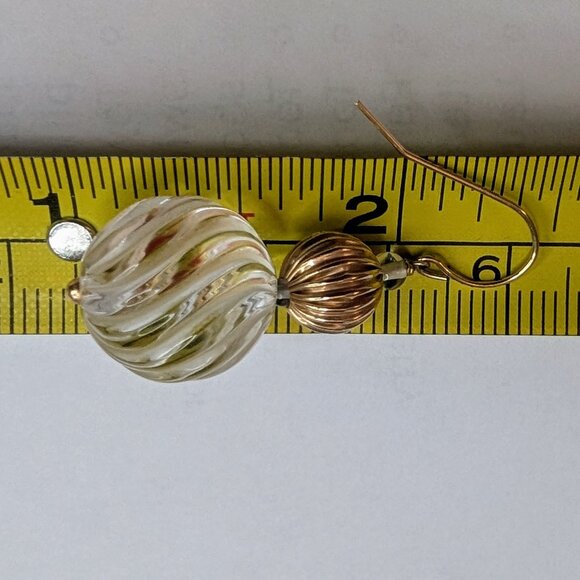 CHARLES GARNIER Paris 14K YG Carved Quartz Swirl Dangle Pierced Earrings - Picture 3 of 5